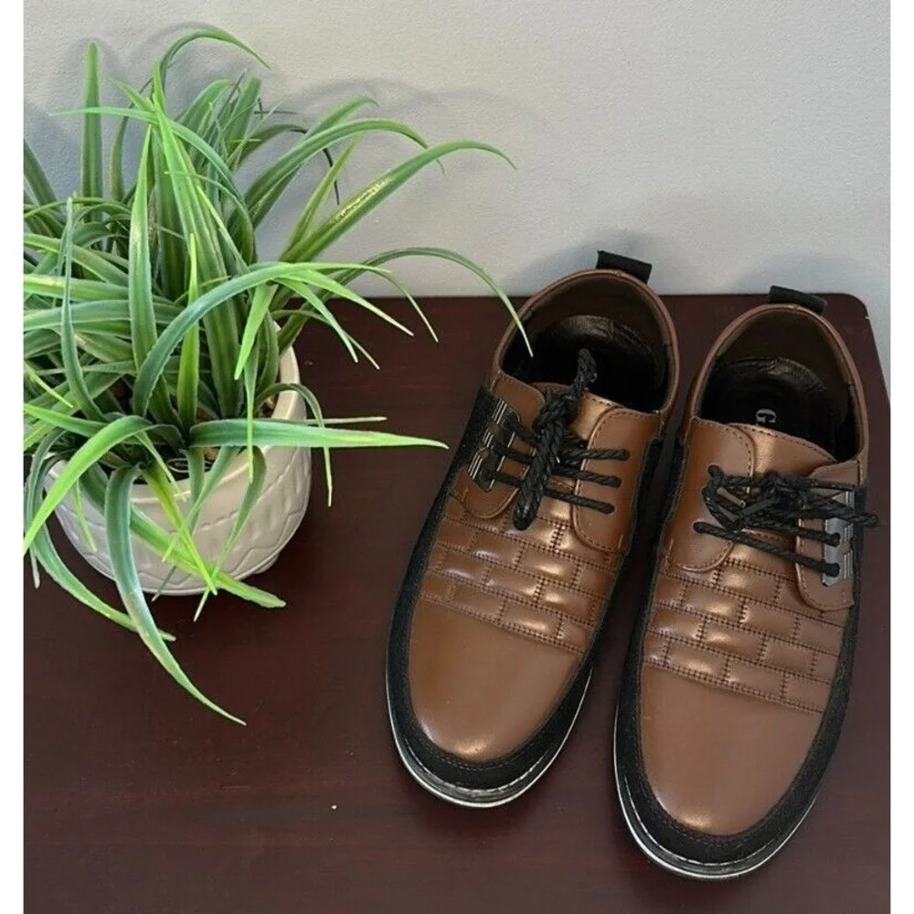 Gatsby Mens Brown Black Quilted Two Tone Dress Sneakers Oxfords EU 43 US 10‎